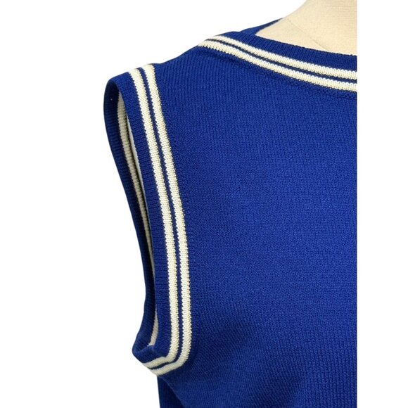 St. John Sport 2 PC Button Down Cardigan & Tank SET Royal Blue White Gold Size M - Picture 8 of 16